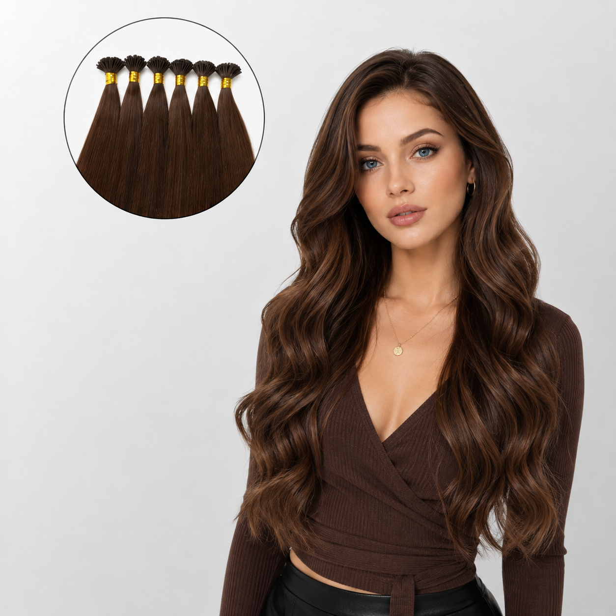 Dark Brown (2) I-Tip Hair Extensions (50g-100g)