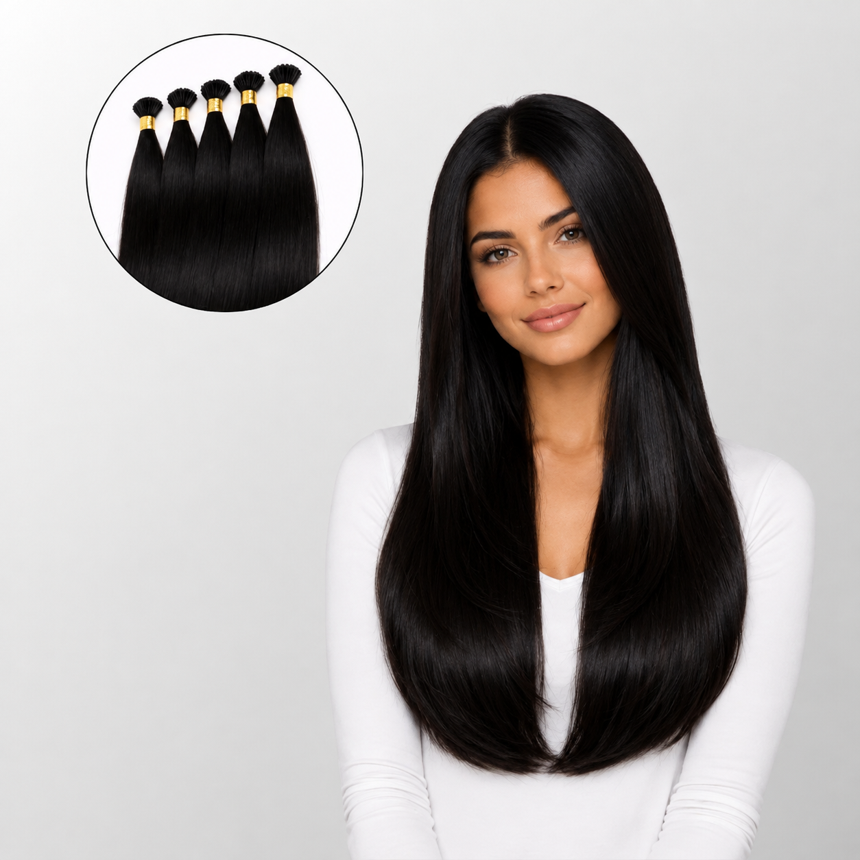 Jet Black (1) I-Tip Hair Extensions (50g-100g)